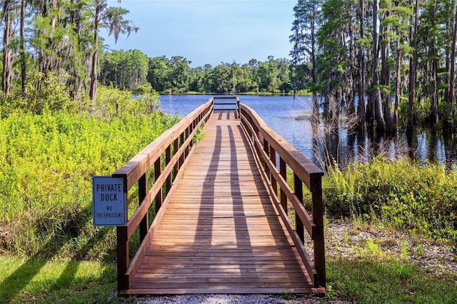 14245 Damselfly Dr, Tampa, FL 33625 - dock featuring a forest view and a water view