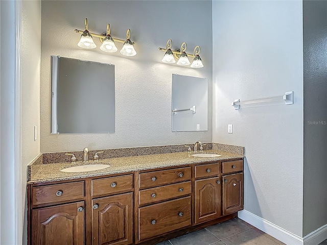 13110 Manistee Rd, Weeki Wachee, FL 34614 - full bath with tile patterned flooring, double vanity, and baseboards