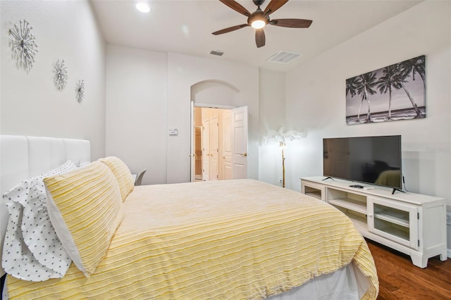 7410 Ambleside Dr, Land O Lakes, FL 34637 - bedroom featuring wood finished floors, a ceiling fan, and recessed lighting