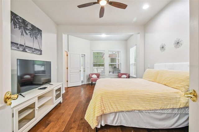 7410 Ambleside Dr, Land O Lakes, FL 34637 - bedroom featuring wood finished floors, ceiling fan, and recessed lighting