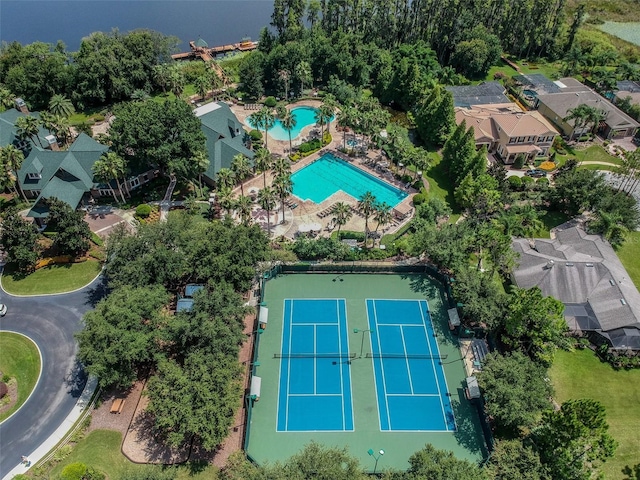 7410 Ambleside Dr, Land O Lakes, FL 34637 - aerial overview of property's location with a pool
