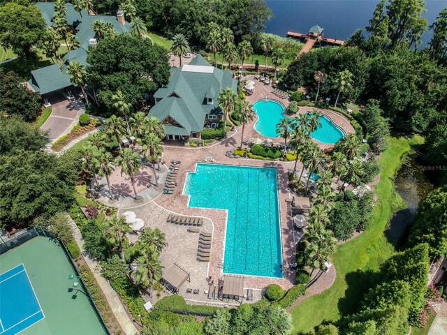 7410 Ambleside Dr, Land O Lakes, FL 34637 - aerial view of property's location with a pool area