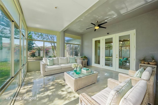 5340 Riva Ridge Dr, Wesley Chapel, FL 33544 - sunroom with french doors, plenty of natural light, and tile patterned flooring