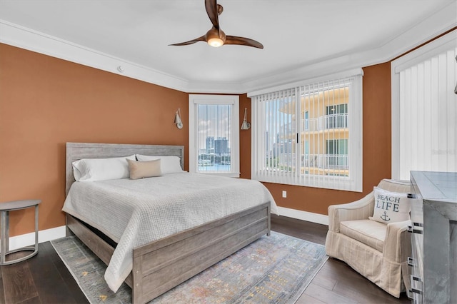 555 5th Ave NE Unit 1032, Saint Petersburg, FL 33701 - bedroom with baseboards, wood finished floors, ceiling fan, and crown molding