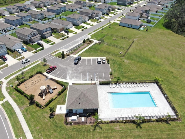 35552 Shade Fern Ln, Zephyrhills, FL 33541 - aerial perspective of suburban area with a pool area