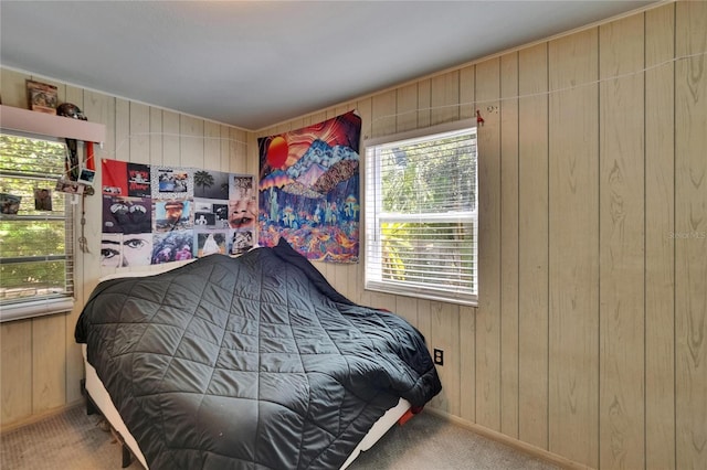 3626 S Hesperides St, Tampa, FL 33629 - carpeted bedroom featuring wooden walls and baseboards