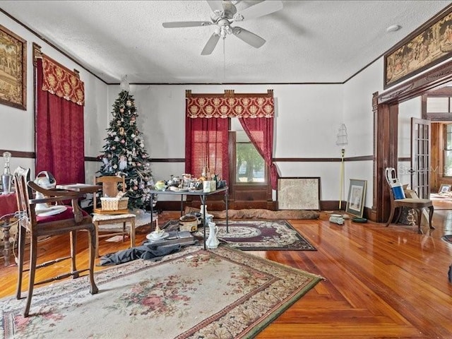 485 E Stanford St, Bartow, FL 33830 - office space with a textured ceiling, ceiling fan, plenty of natural light, parquet floors, and baseboards