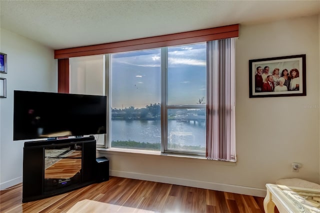 7465 Bay Island Dr S Unit 213, South Pasadena, FL 33707 - living area with plenty of natural light, wood finished floors, baseboards, and a textured ceiling