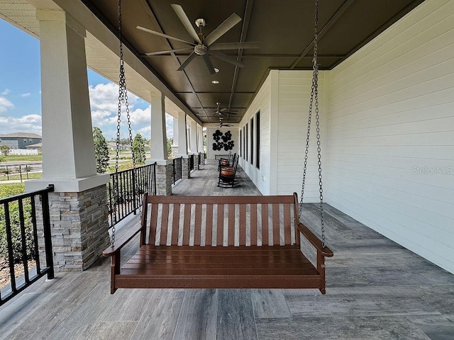 6444 Bar S Bar Trl, Zephyrhills, FL 33541 - wooden deck with a ceiling fan