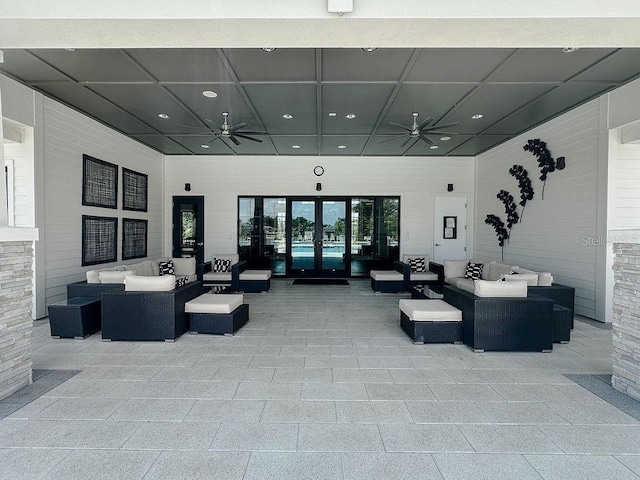 6444 Bar S Bar Trl, Zephyrhills, FL 33541 - view of patio featuring an outdoor living space and ceiling fan