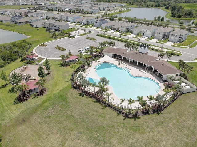 33062 Frosted Clover Way, Wesley Chapel, FL 33545 - aerial view of a pool and a nearby body of water