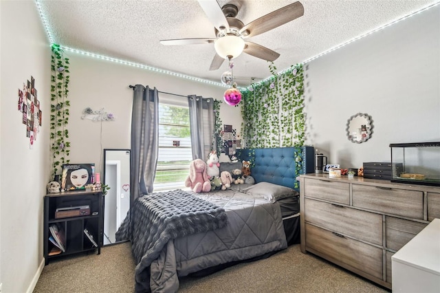 509 Stone Dr, Brandon, FL 33510 - bedroom featuring light carpet, a textured ceiling, and ceiling fan
