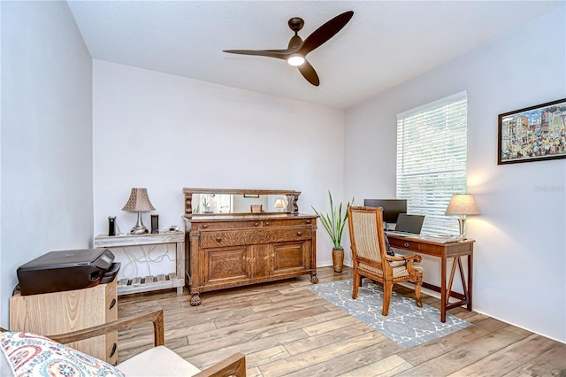 445 Arch Ridge Loop, Seffner, FL 33584 - office space with ceiling fan and light wood-style floors