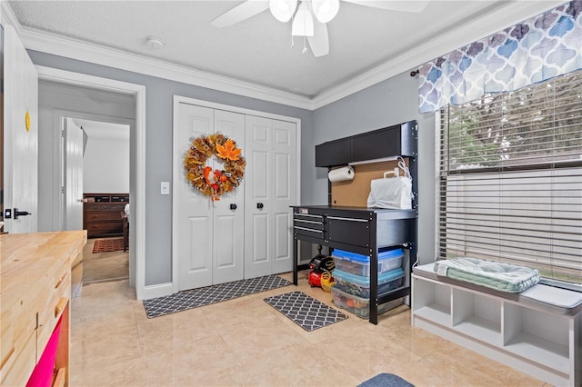 4120 Tyndale Dr, Brandon, FL 33511 - tiled entrance foyer with ceiling fan and crown molding