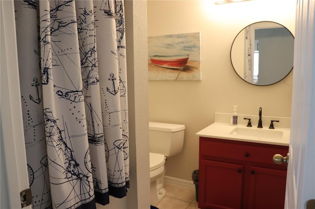 1048 Winding Water Way, Clermont, FL 34714 - bathroom featuring tile patterned floors, vanity, toilet, and a shower with curtain