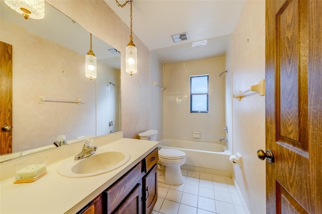 1249 Abbey Crescent Ln, Clearwater, FL 33759 - bathroom featuring toilet, tile patterned floors, vanity, and bathtub / shower combination