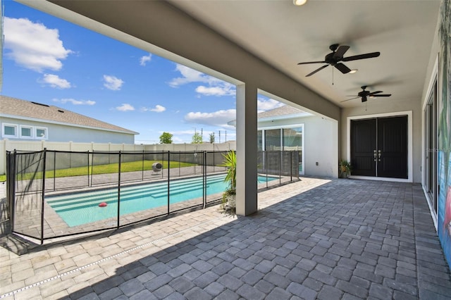 8421 Ivy Stark Blvd, Wesley Chapel, FL 33545 - view of pool featuring a patio area, ceiling fan, and a fenced backyard