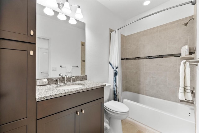 1416 Via Verdi Dr, Palm Harbor, FL 34683 - full bathroom featuring vanity, shower / bath combo, and tile patterned flooring