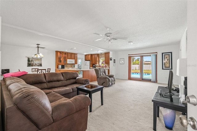 603 Royal Crest Dr, Brandon, FL 33511 - living area with light carpet, ceiling fan, and recessed lighting