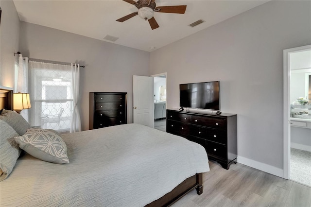 10449 Hunters Haven Blvd, Riverview, FL 33578 - bedroom featuring light wood-style flooring, baseboards, and a ceiling fan