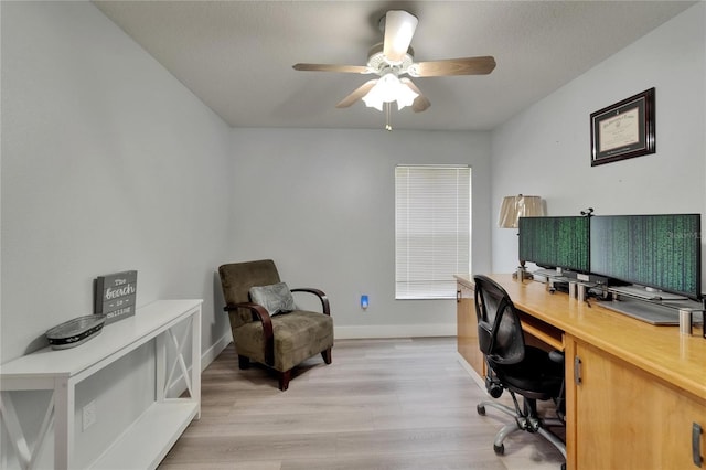 10449 Hunters Haven Blvd, Riverview, FL 33578 - office space with a ceiling fan, light wood-style floors, and baseboards