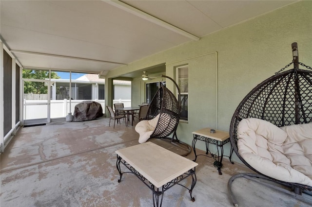10449 Hunters Haven Blvd, Riverview, FL 33578 - sunroom with outdoor dining area and ceiling fan