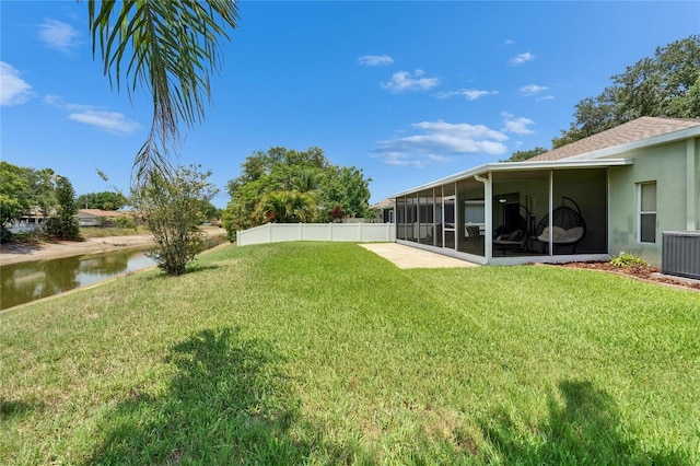 10449 Hunters Haven Blvd, Riverview, FL 33578 - view of yard with a sunroom and cooling unit