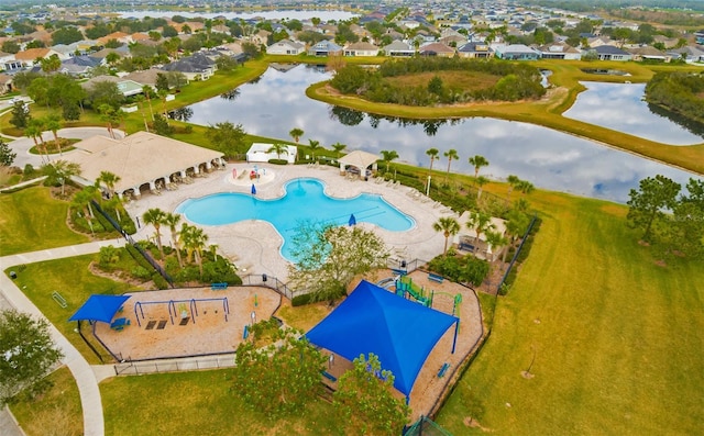 12202 Fairlawn Dr, Riverview, FL 33579 - aerial view of residential area featuring a nearby body of water and a pool