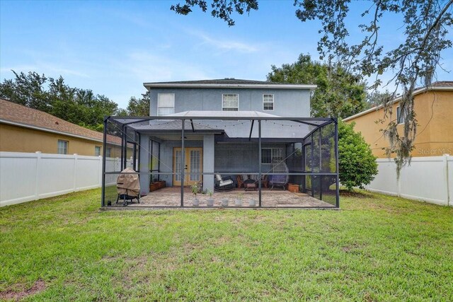 11121 Running Pine Dr, Riverview, FL 33569 - back of house featuring a patio, french doors, and glass enclosure