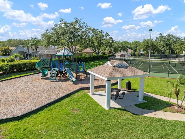 communal playground featuring a gazebo
