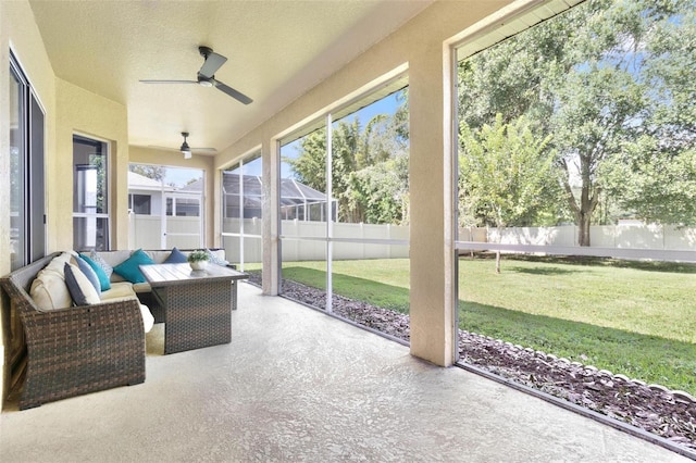 3023 Minuteman Ln, Brandon, FL 33511 - sunroom featuring a ceiling fan
