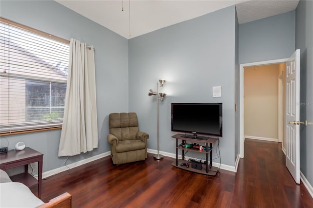 800 Belted Kingfisher Dr S, Palm Harbor, FL 34683 - living area featuring wood finished floors, plenty of natural light, and baseboards
