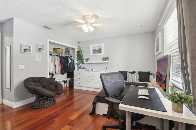 11029 Lynn Lake Cir, Tampa, FL 33625 - office with plenty of natural light, wood finished floors, ceiling fan, and baseboards