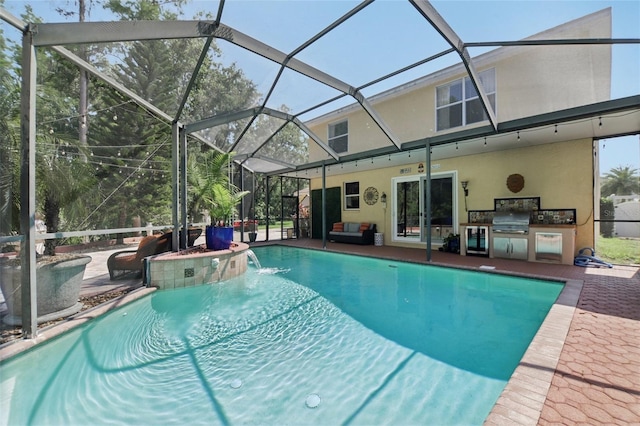 11029 Lynn Lake Cir, Tampa, FL 33625 - swimming pool featuring area for grilling, a patio, a hot tub, and a lanai