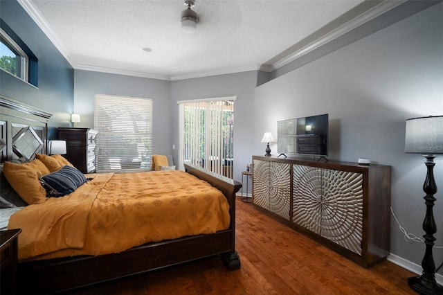 2903 Manor Ridge Pl, Valrico, FL 33596 - bedroom with wood finished floors, ornamental molding, baseboards, and a textured ceiling