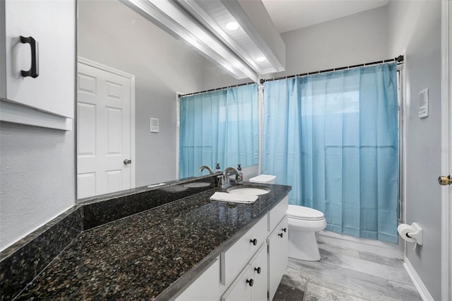 2903 Manor Ridge Pl, Valrico, FL 33596 - bathroom with toilet, vanity, and a shower with shower curtain