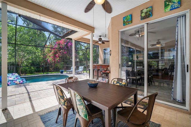 2903 Manor Ridge Pl, Valrico, FL 33596 - sunroom / solarium with a ceiling fan and outdoor dining area