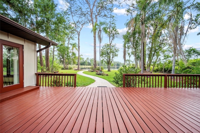 8011 N Mobley Rd, Odessa, FL 33556 - deck with a yard and view of scattered trees
