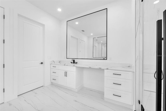 11921 Fort King Hwy, Thonotosassa, FL 33592 - bathroom with marble finish flooring, vanity, recessed lighting, and baseboards