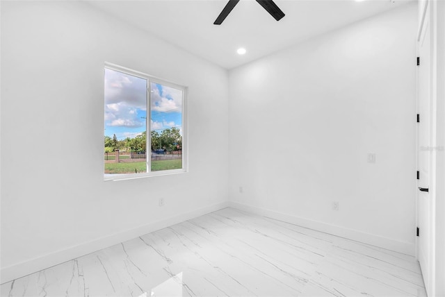 11921 Fort King Hwy, Thonotosassa, FL 33592 - spare room with a ceiling fan, baseboards, light marble finish flooring, and recessed lighting