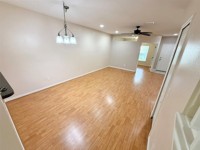 15922 Fishhawk Creek Ln, Lithia, FL 33547 - empty room featuring light wood-style flooring, recessed lighting, baseboards, and a ceiling fan