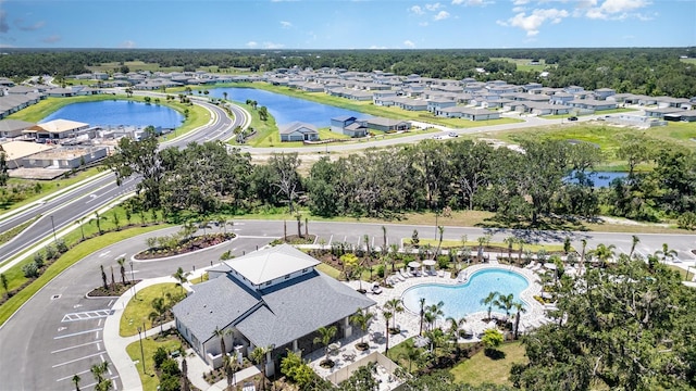 7119 Amelia River Dr, Parrish, FL 34219 - aerial perspective of suburban area featuring a large body of water and a pool area