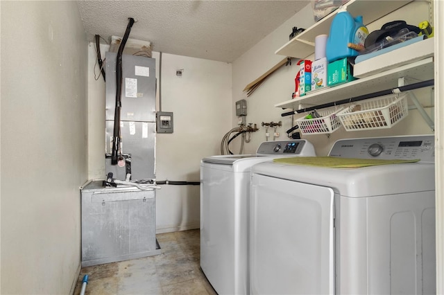 2646 61st Ave N, Saint Petersburg, FL 33714 - laundry room with separate washer and dryer, heating unit, and a textured ceiling
