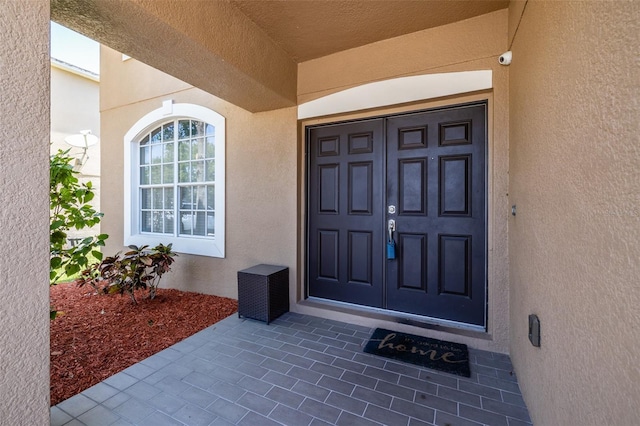 7852 Stoney Hill Dr, Wesley Chapel, FL 33545 - doorway to property with stucco siding