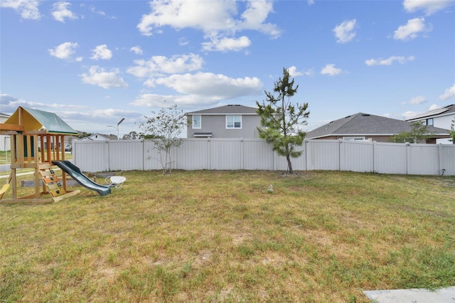 view of yard with a playground
