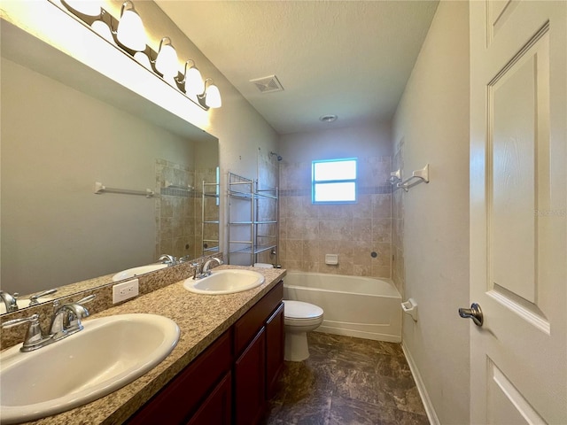 6376 SW 117th Street Rd, Ocala, FL 34476 - bathroom featuring toilet, double vanity, shower / washtub combination, and baseboards