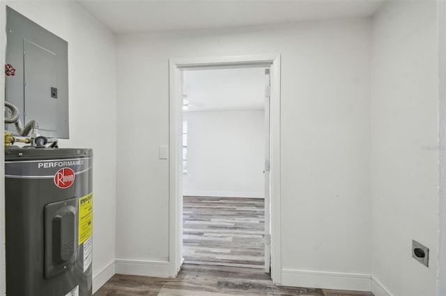 utilities with water heater and electric panel