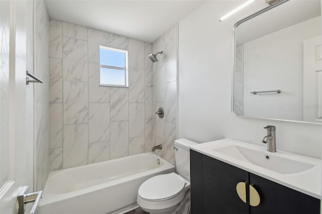 full bathroom featuring toilet, shower / washtub combination, and vanity