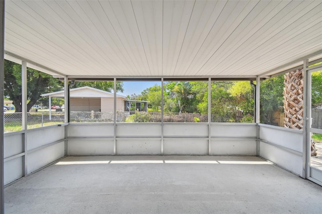 view of unfurnished sunroom