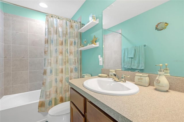 11684 Brighton Knoll Loop, Riverview, FL 33579 - bathroom featuring toilet, vanity, and shower / bath combination with curtain